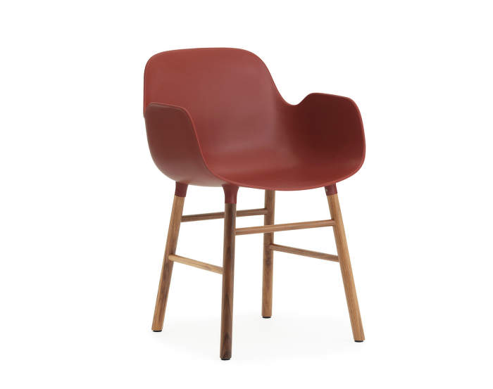 Židle Form s područkami, červená/ořech