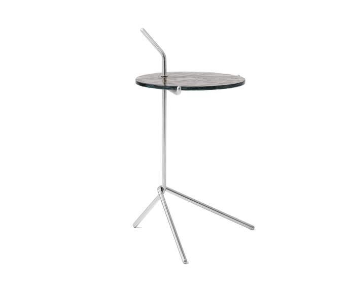 stolek-Halten Side Table, stainless steel / smoked glass