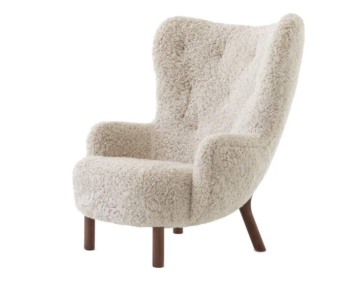 kreslo-Petra VB3 Lounge Chair, walnut / sheepskin Moonlight