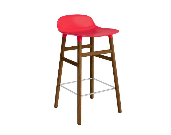 stolicka-Form Bar Chair 65 cm Walnut, bright red