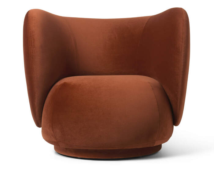 Lounge chair Rico Rich Velvet, rust