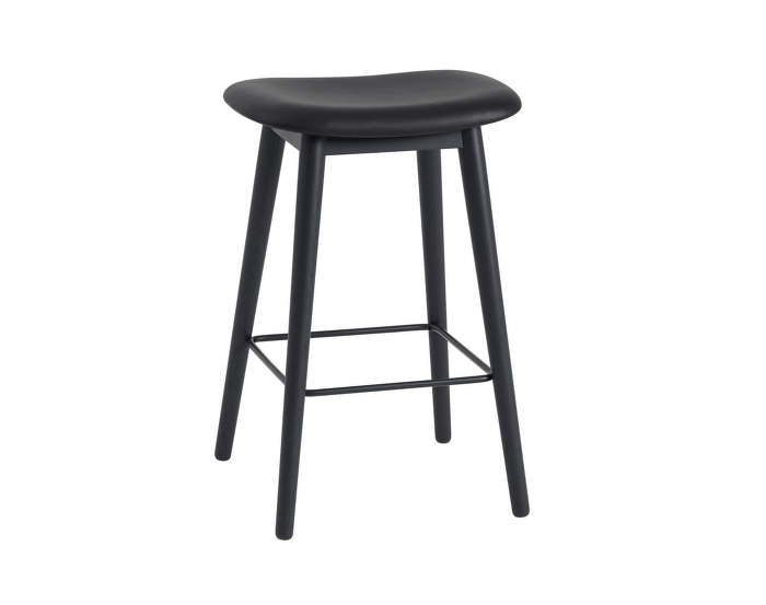 Barová stolička Fiber, kůže/black, podnož oak