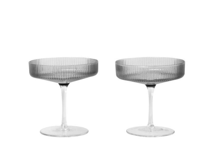 Skleničky Ripple Champagne Saucer smoke, set 2ks