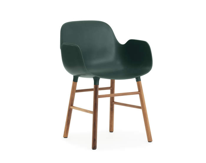 Židle Form s područkami, zelená/ořech