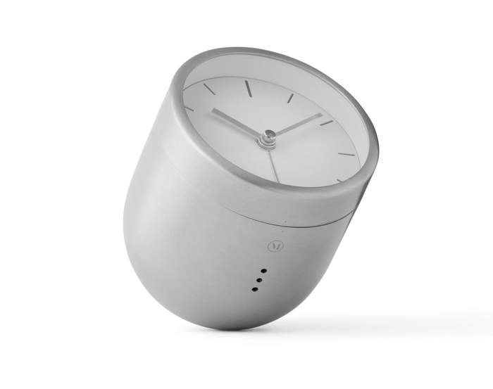 Tumbler Alarm Clock, Brushed Steel