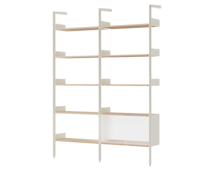 Policová sestava Rombe Konfigurace C, alabaster/lacquered oak