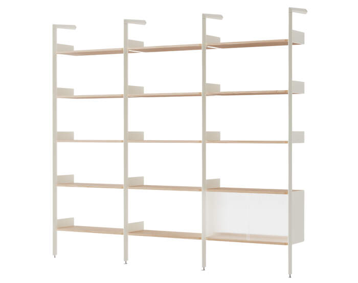 Policová sestava Rombe Konfigurace H, alabaster/lacquered oak