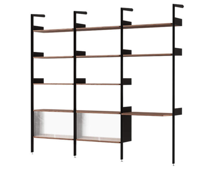 Policová sestava Rombe Konfigurace J, anthracite/lacquered walnut