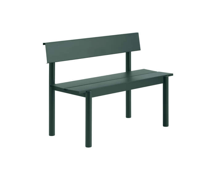 Lavice Linear Steel Bench s opěrkou 110 cm, dark green