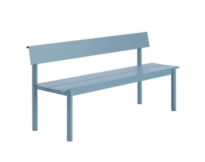 Lavice Linear Steel Bench s opěrkou 170 cm, pale blue