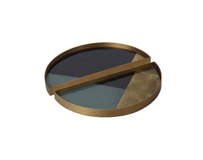 Glass Valet Tray Round, geometric, set of 2