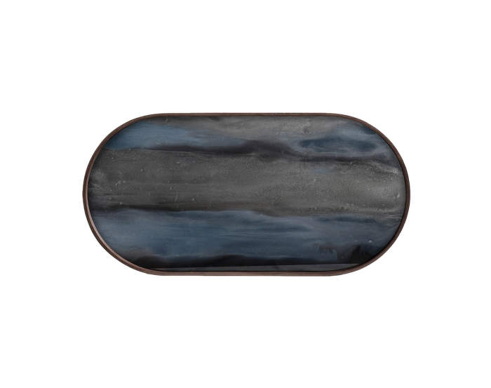 Oblong glass tray, Graphite Organic