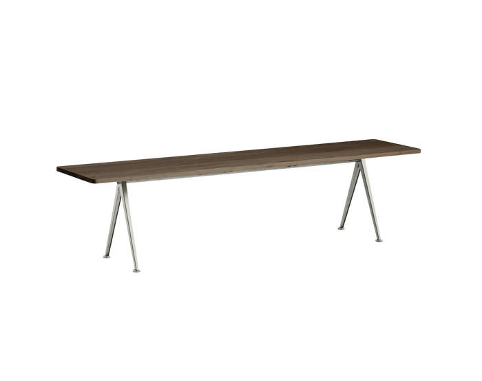 Pyramid Bench 12 190 cm, beige powder coated steel / smoked solid oak
