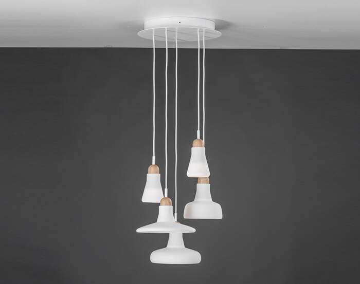 svítidlo Shadows Set Ring Canopy PC929, opaline / white oak