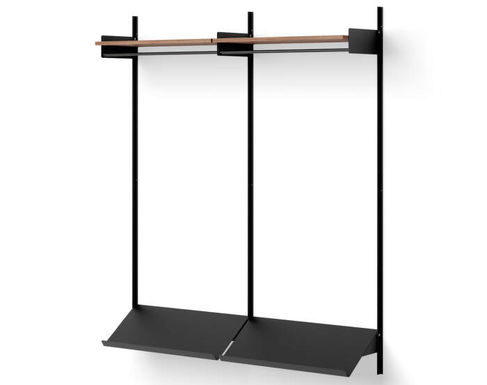 Policová sestava Wardrobe Shelf 2, walnut/black