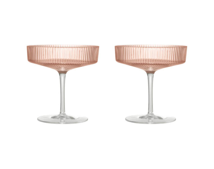 Skleničky Ripple Champagne Saucer set 2ks, blush