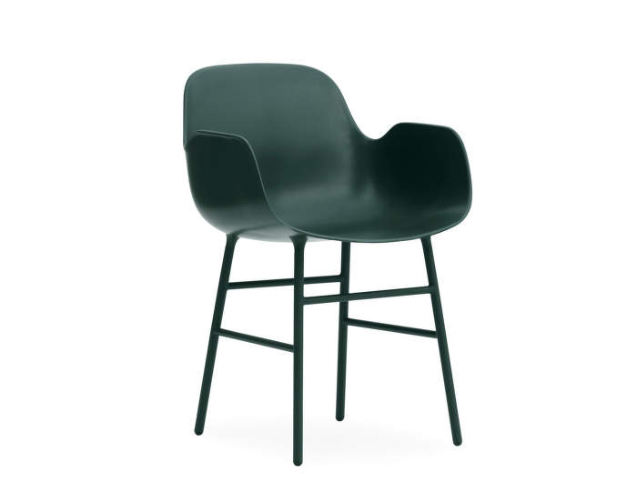 Židle Form s područkami, zelená/ocel