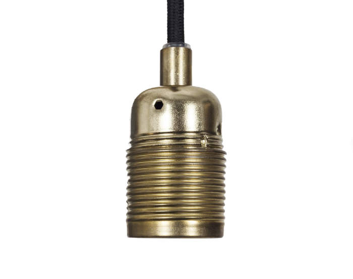 E27 pendant Brass, černý kabel