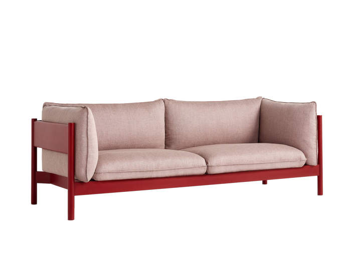 Arbour 3 seater, wine red lacquered solid beech / Re-Wool 648
