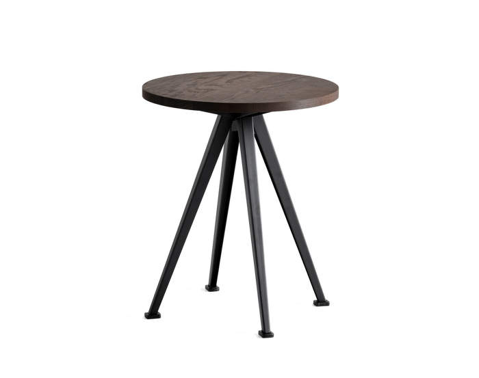Pyramid Coffee Table 51, Ø45,5 x 44 cm, black powder coated steel / smoked solid oak