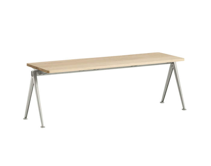 Pyramid Bench 11 140 cm, beige powder coated steel / matt lacquered solid oak