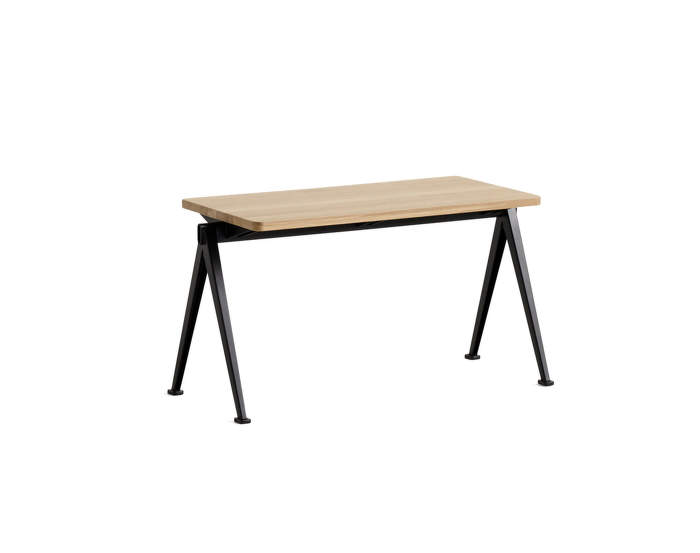 Pyramid Bench 11 85 cm, black powder coated steel / matt lacquered solid oak