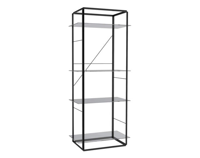 Florence Shelf, Large, Iron Black Frame w. Smoked Glass Shelves