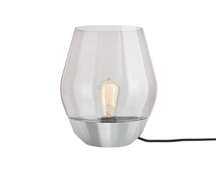 Bowl Table Lamp, Stainless Steel w. Light Smoked Glass