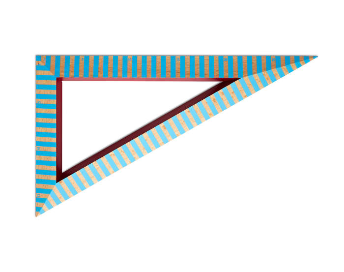 Pravítko Wooden Ruler Triangle, modré proužky