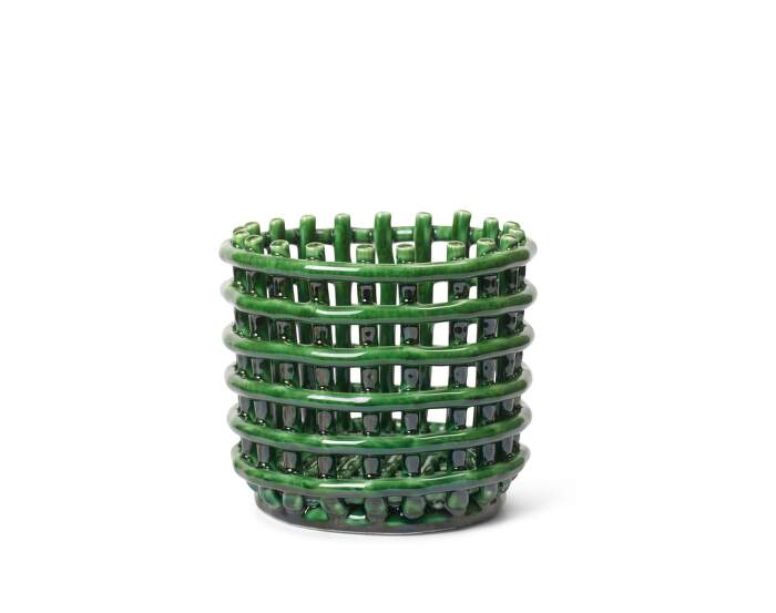 kosik-Ceramic Basket Small, emerald green