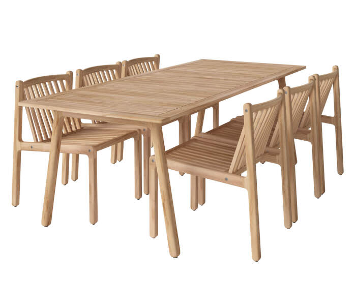 Zahradní souprava Patio se 6 židlemi, untreated solid teak
