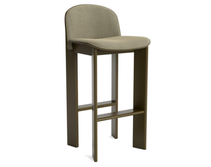 Barová židle Chisel 35 H75, green umber lacquered beech / Linara 313