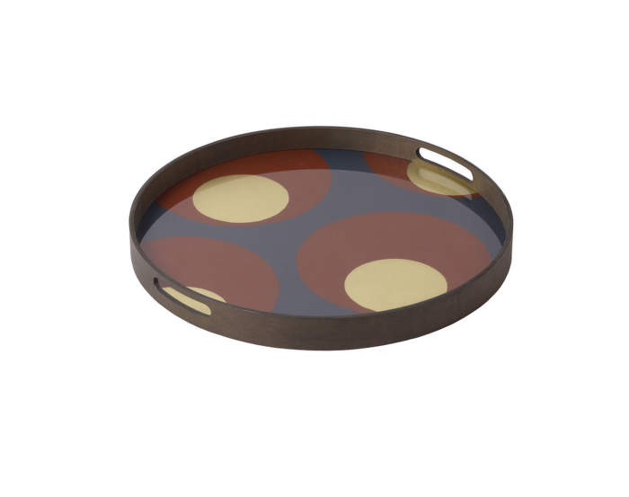 Glass Tray Round S, turkish dots