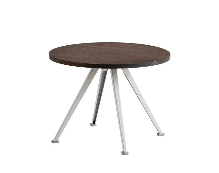 Pyramid Coffee Table 51, Ø60 x 44 cm, beige powder coated steel / smoked solid oak