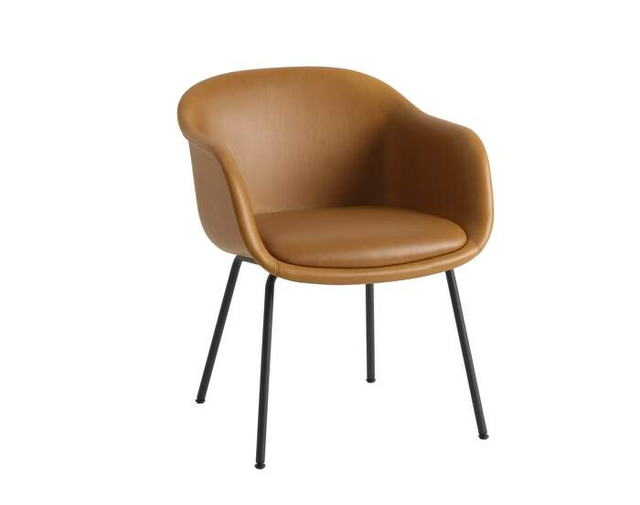 Fiber Conference Armchair Tube, anthracite / Leather Cognac