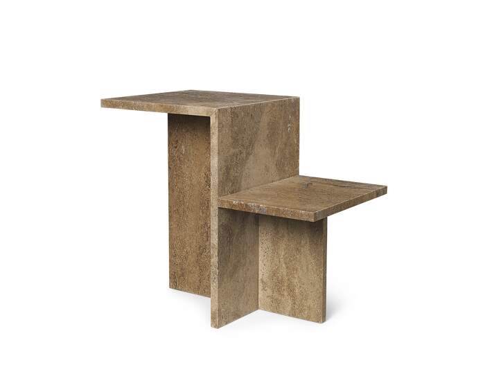 stolek-Distinct Side Table, brown travertine