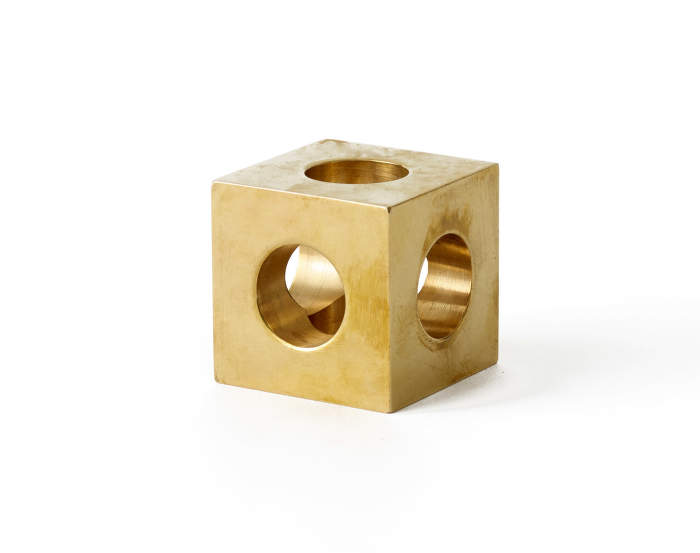Cube Candle Holder, Brass