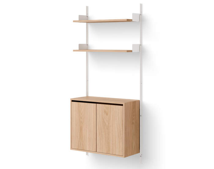 Policová sestava Wall Shelf 1900 Cabinet Tall w. Doors, oak/white