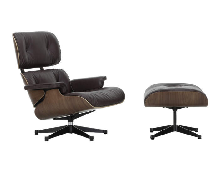 Eames Lounge Chair & Ottoman Walnut Dark, Leather Natural F68 Chocolate