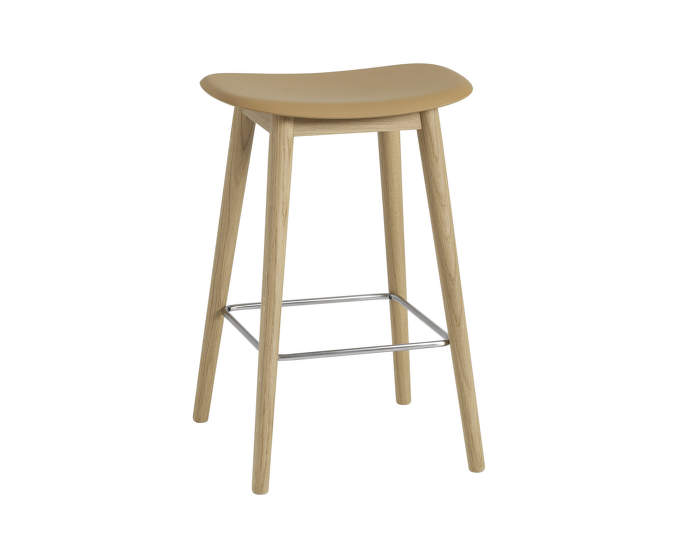 Barová stolička Fiber s dřevěnou podnoží, ochre/oak
