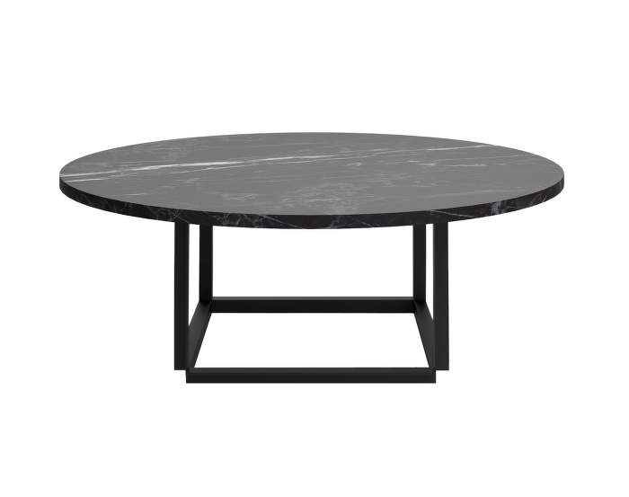 Florence Coffee Table Ø90 cm, Black Marquina Marble w. Black Frame