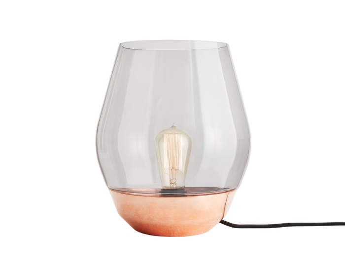 Bowl Table Lamp, Raw Copper w. Light Smoked Glass