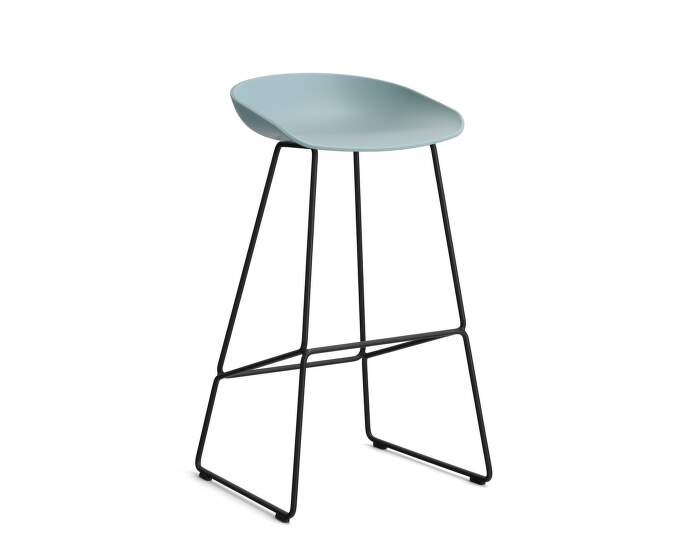 stolicka-AAS 38 Bar Stool High Black Steel, dusty blue