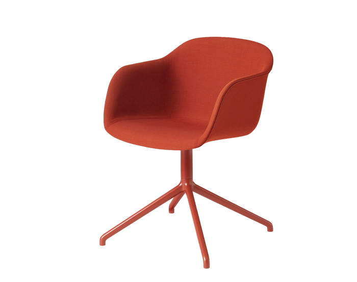 Židle Fiber, čalouněná s otočnou podnoží, červená