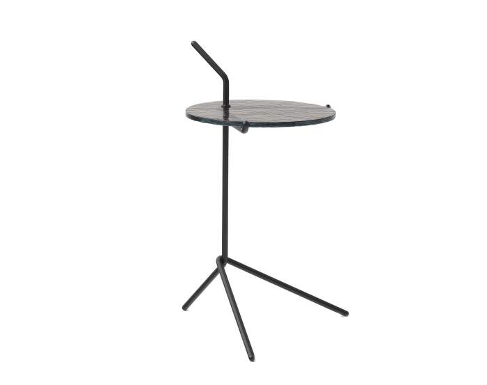 stolek-Halten Side Table, black / smoked cast glass