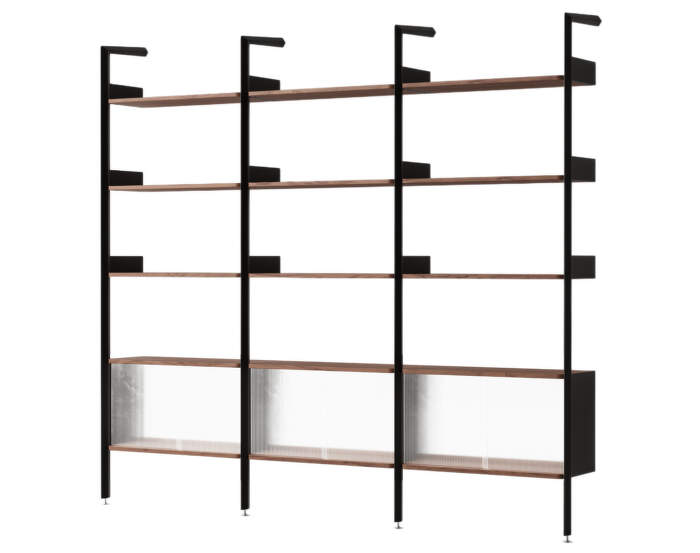 Policová sestava Rombe Konfigurace K, anthracite/lacquered walnut