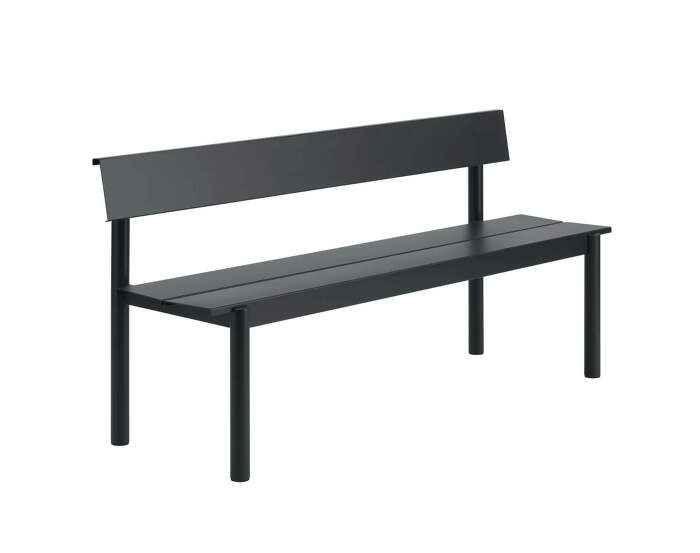 Lavice Linear Steel Bench s opěrkou 170 cm, black
