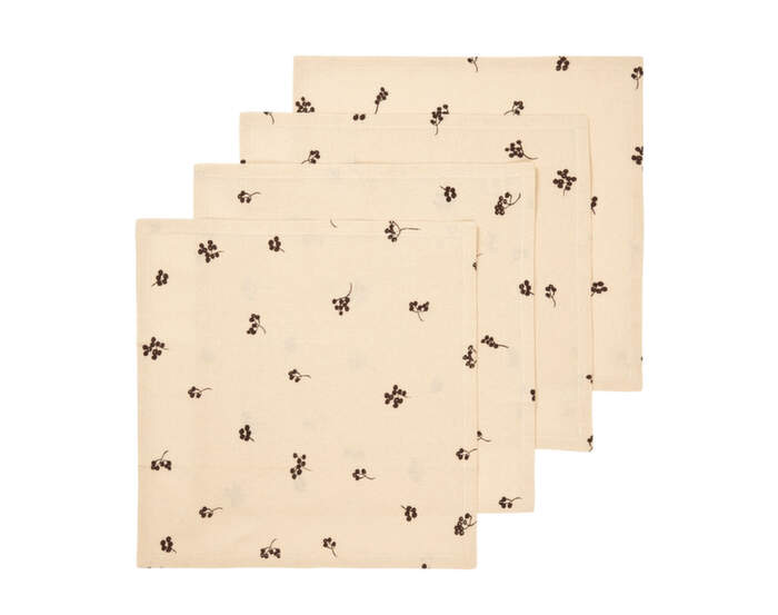 Ubrousky Baies set 4ks, natural / dark chocolate