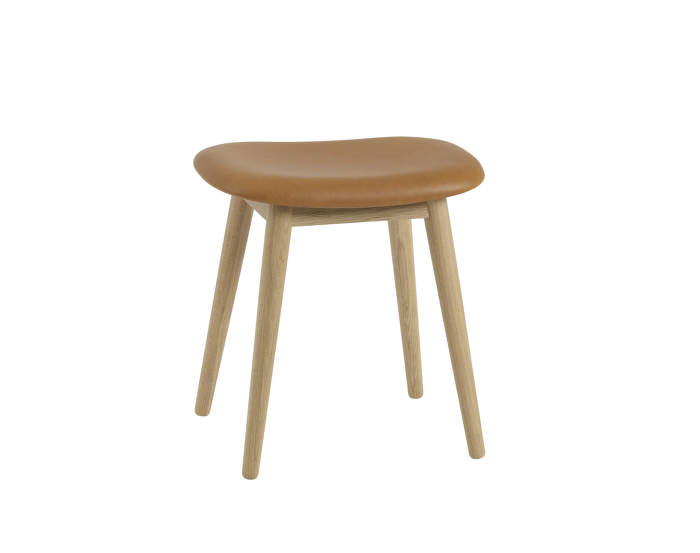 Stolička Fiber Stool kůže/cognac, podnož oak