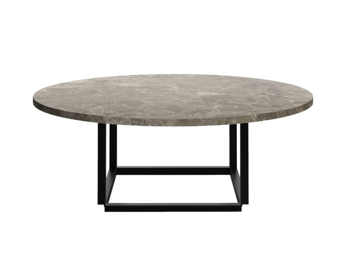 Florence Coffee Table Ø90 cm, Gris du Marais Marble w. Black Frame